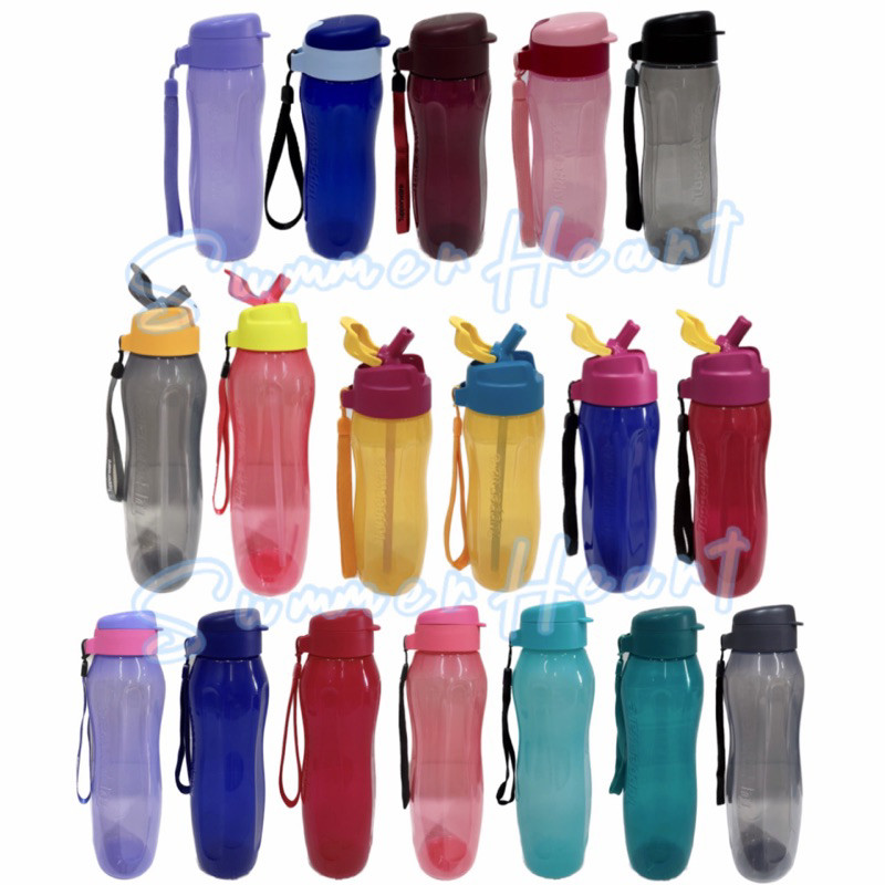 Tupperware Slim Eco Bottle 1L / 750ML / 500ML / 310ML Flip Top / Dengan Jerami / Dengan Pegangan / T