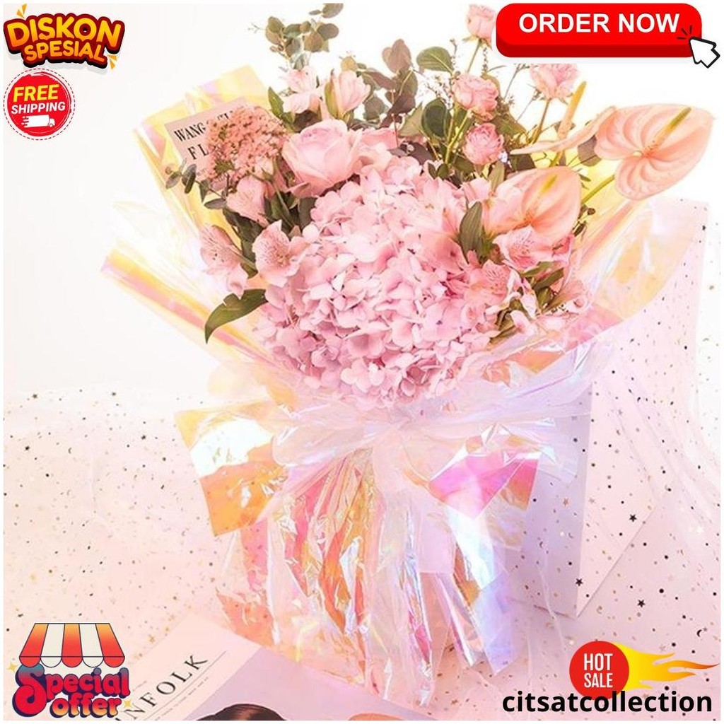 

(20 Lembar) Kertas Buket Hologram Putih / Flower Wrapping / Kertas Bunga / Flower Paper / Cellophane Paper Gratis Ongkir