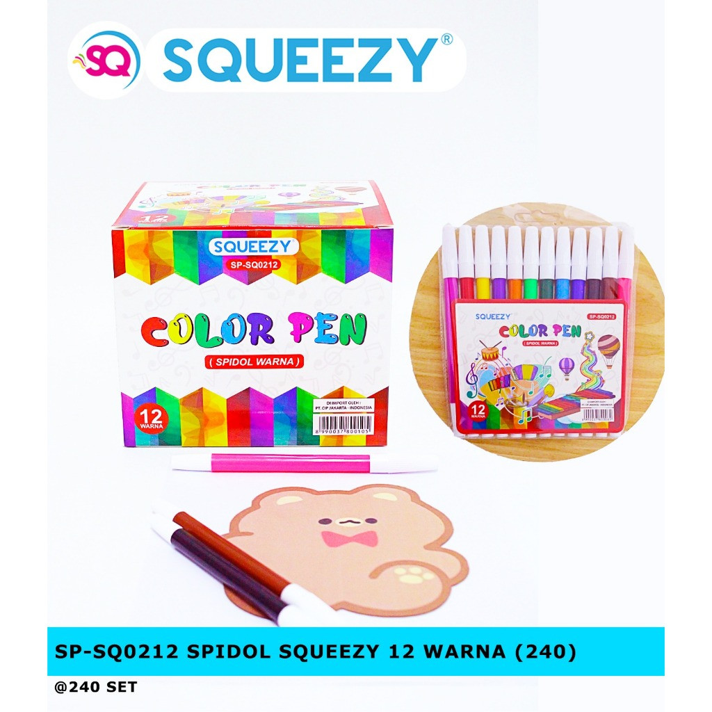 

Spidol Set 12 Warna Squeezy SQ0212