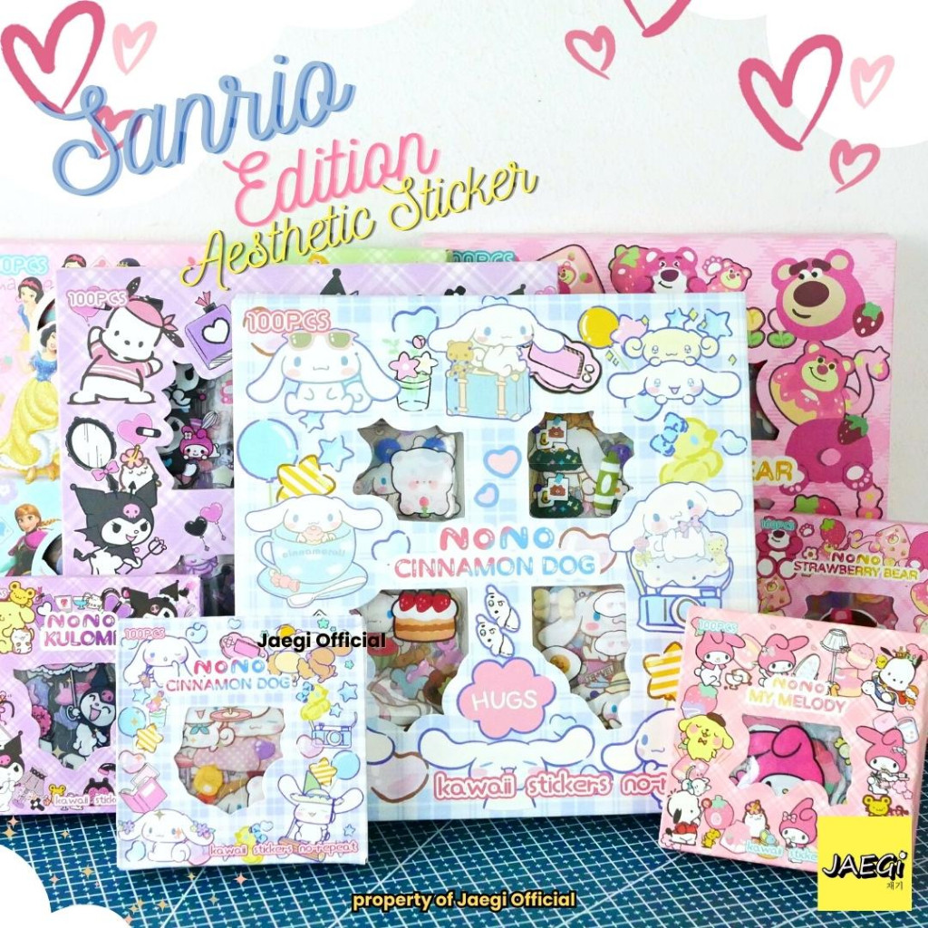 

Boneka Anak JAEGi - Premium Sanrio Sticker Small Box isi 100 Pcs Aesthetic Waterproof Sticker
