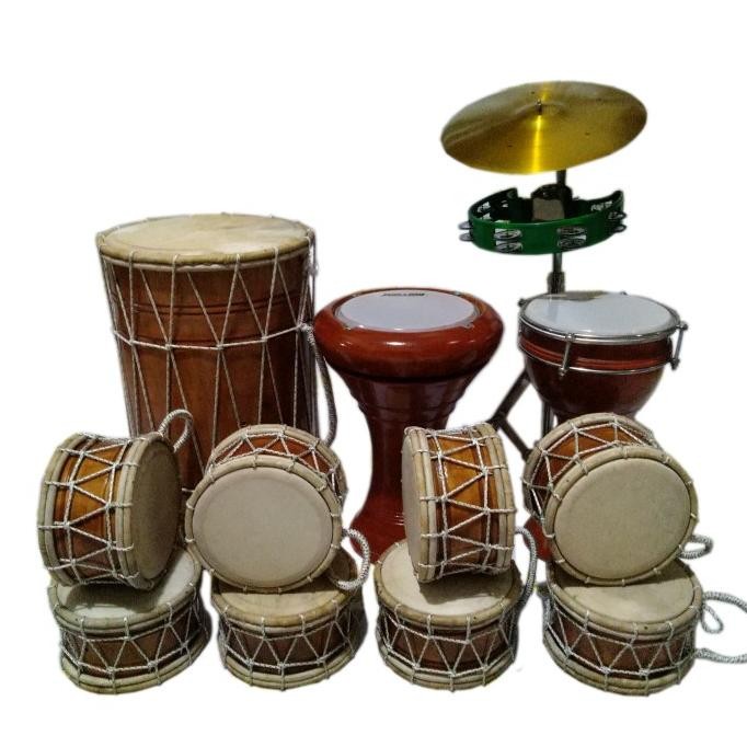 Marawis 1 set lengkap 12 alat polos / marawis batik / marawis ukir