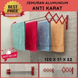 Termurah Jemuran Tarik / Jemuran Dinding Lipat Alumunium 120Cm