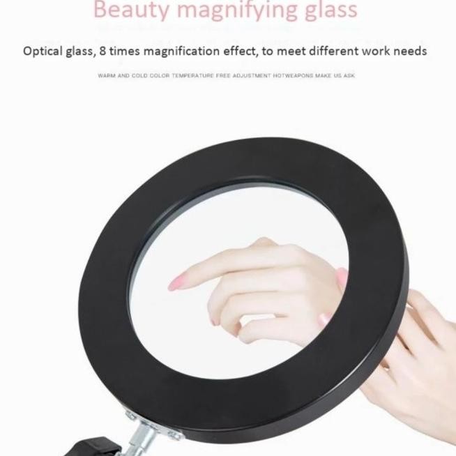 

Avpro Desk Lamp 16Cm Led Ring With 8X Magnifying Glass W Base 15Cm Wh Terbaru