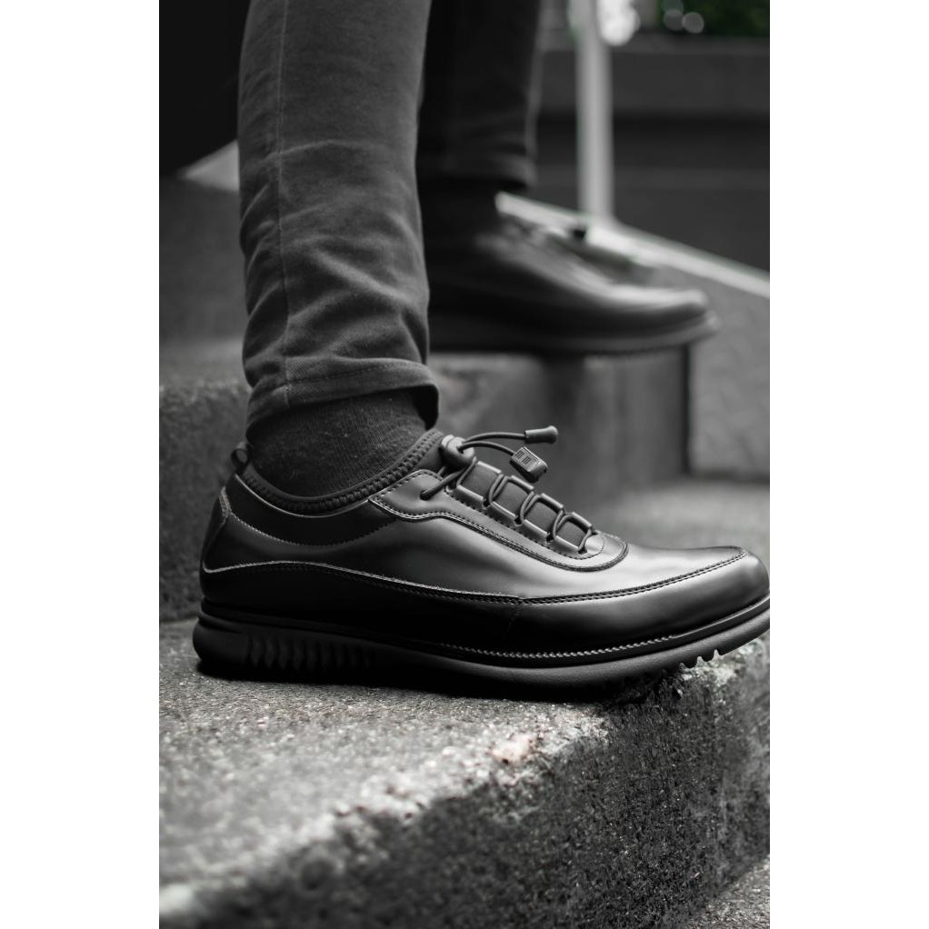 Sepatu Volve Wave Black - Sepatu Kasual Kerja Formal Simple