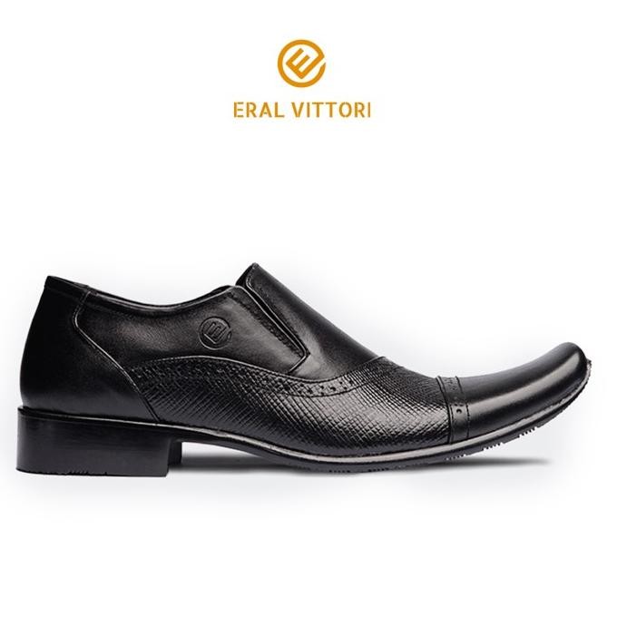 Sepatu Pantofel Pria Formal Eral Vittori Erstep 7095 Kulit Hitam