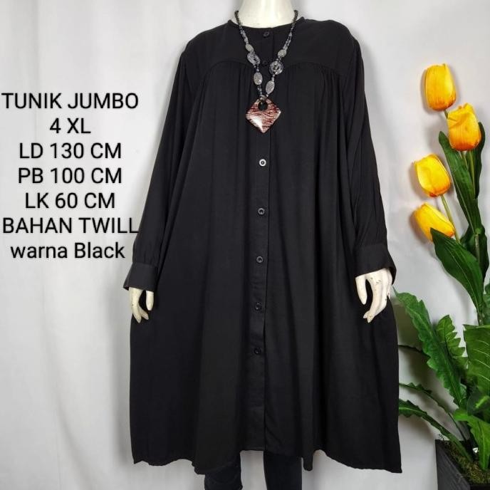 Long Tunik Jumbo 4XL Model Polos Kekinian