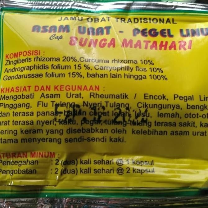 

Trend Jamu Asam Urat Pegal Linu Cap Bunga Matahari 20 Sachet @ 2 Kapsul Trend