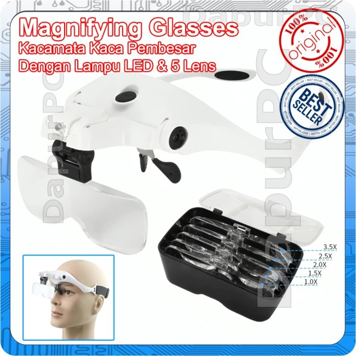 

TERBARU - Magnifying Glasses Kacamata Kaca Pembesar Dengan Lampu LED & 5 Lens