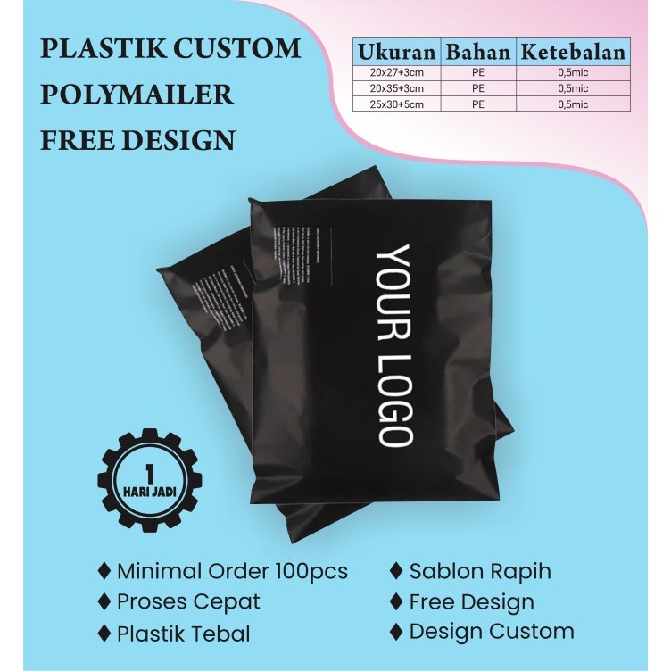 PLASTIK POLYMAILER PREMIUM, POLYMAILER CUSTOM, PLASTIK PACKING, SABLON