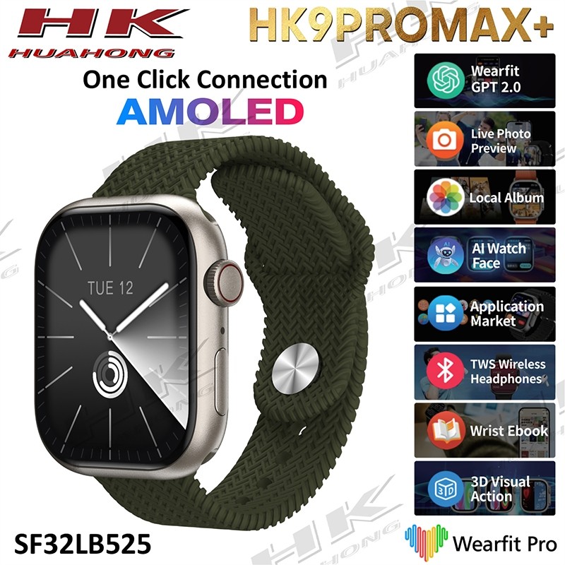 HK9 Pro Max + Gen4 Jam Tangan Pintar AMOLED Pria Wanita NFC Kompas ChatGPT Album Foto Jam Tangan Pin