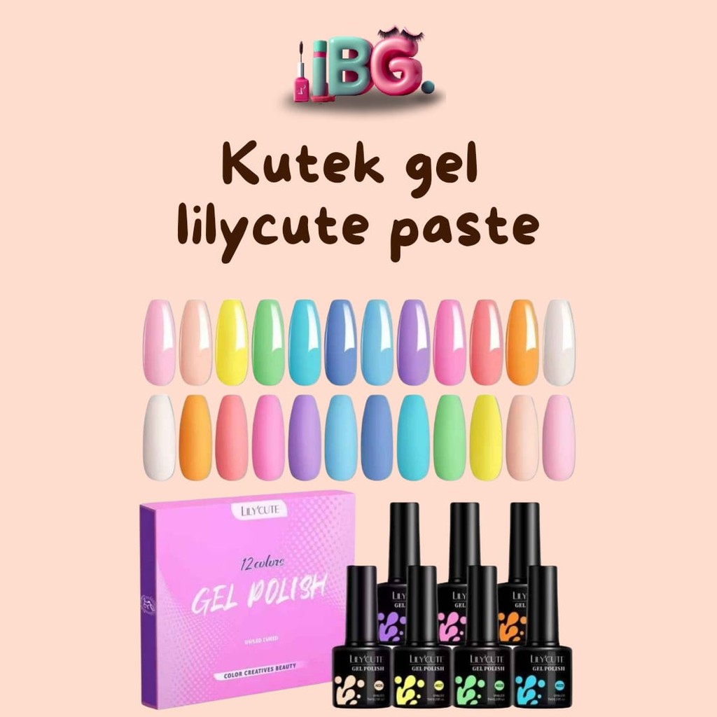 Lilycute Kutek Gel Pastel Kutek Gel Warna Pastel Lilycute Pastel Nail Art Gel Pastel Colors Nail Gel Pastel