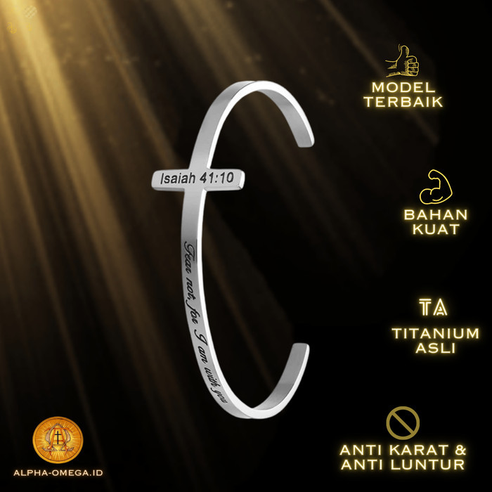 Azzatun - Gelang Salib Injil Yesaya 41:10 Aksesoris Rohani Kristen