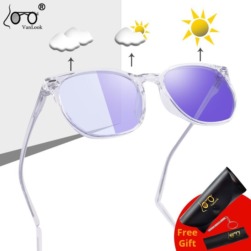 VANLOOK Kacamata Fotochromic Dengan Lensa Terpolarisasi Kacamata Berubah Warna Kristal Merah Muda Un