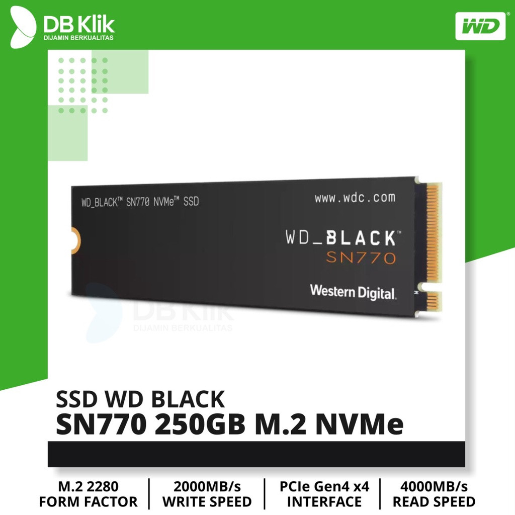 Wd Ssd Black Sn770 250Gb M.2 Nvme Pcie Gen4 X4 - Black Sn 770 250Gb
