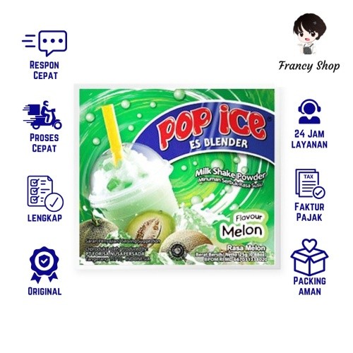 

Pop Ice Rasa Melon Minuman Es Blender Eceran 1 Sachet 25 gr