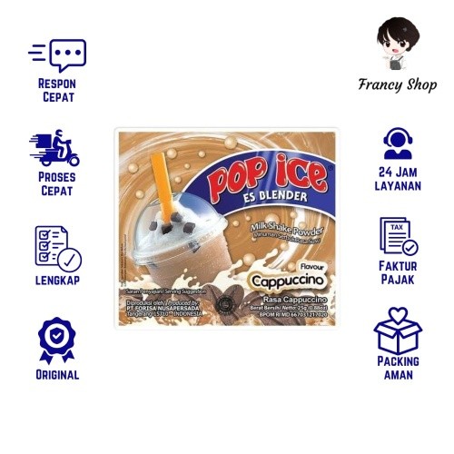 

Pop Ice Rasa Cappucino Minuman Es Blender Eceran 1 Sachet 25 gr