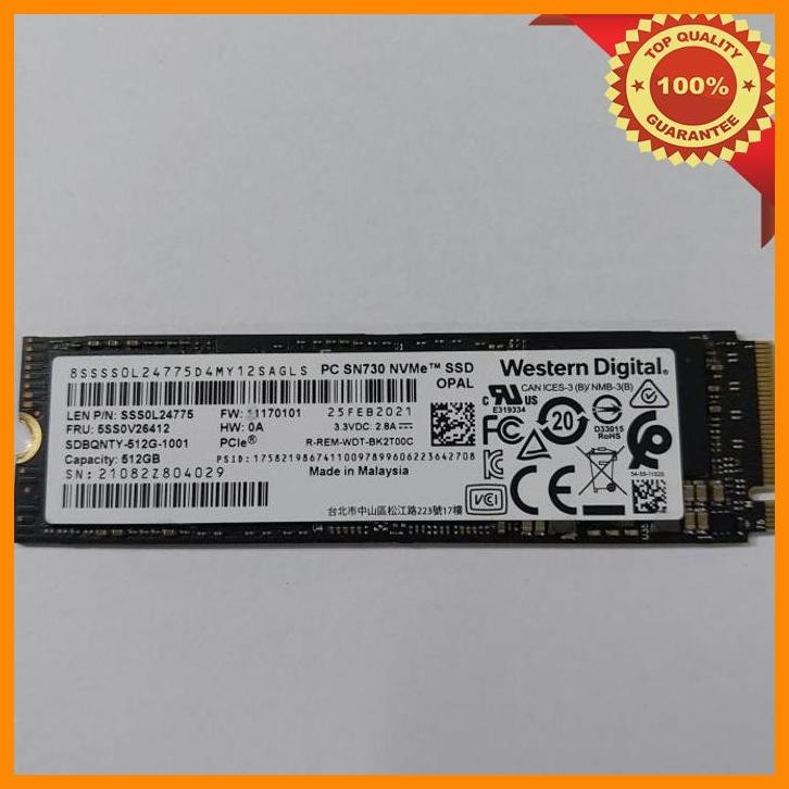 (PARE) SSD M.2 2280 NVME 512GB WD PC SN730 PCIE GEN3 X4 ORIGINAL MURAH