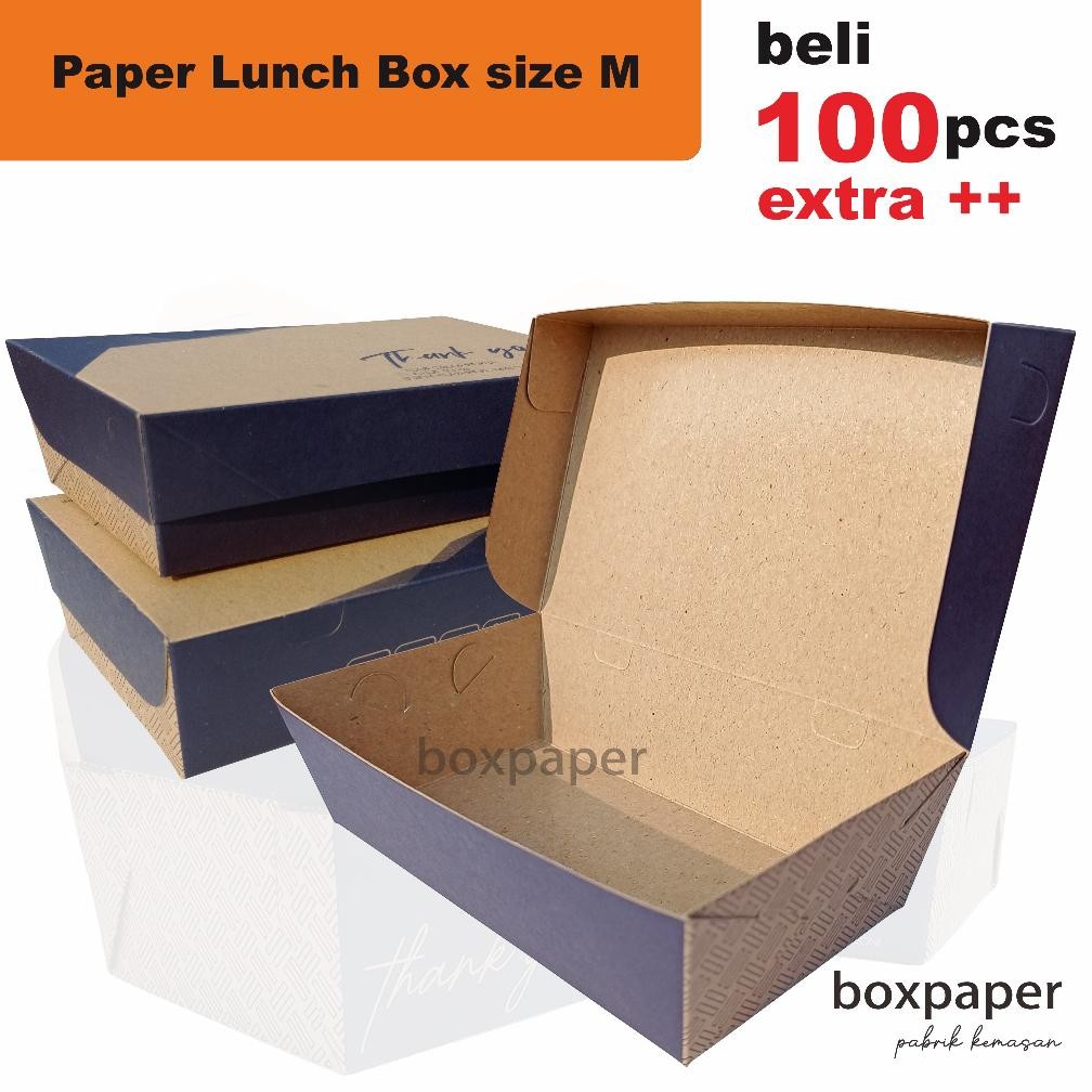PENAWARAN TERBATAS Paper Lunch Box ( size M ) Laminasi Kraft Kotak Dus Makan Ayam Nasi Goreng Bakar 