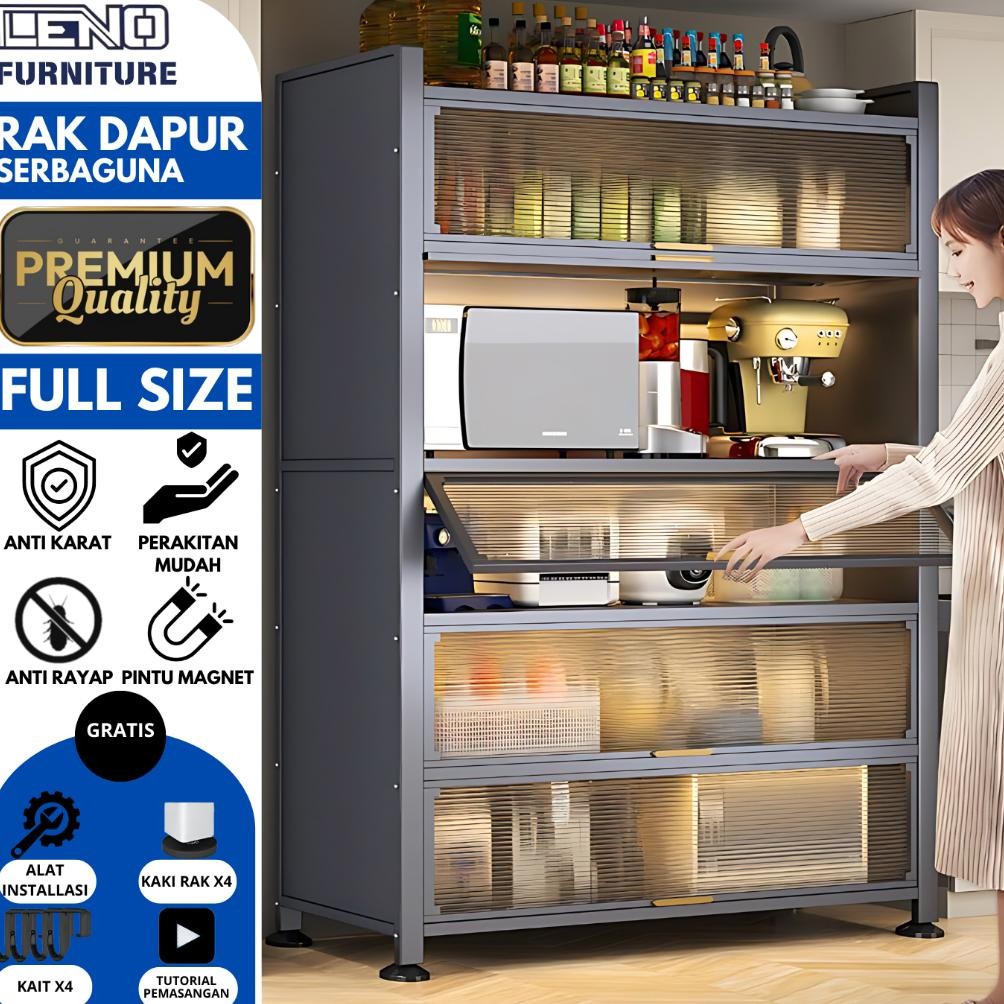 RAK DAPUR SERRBAGUNA RAK PIRING TERTUTUP LEMARI DAPUR BESI TERTUTUP RAK PIRING MINIMALIS MULTIFUNGSI