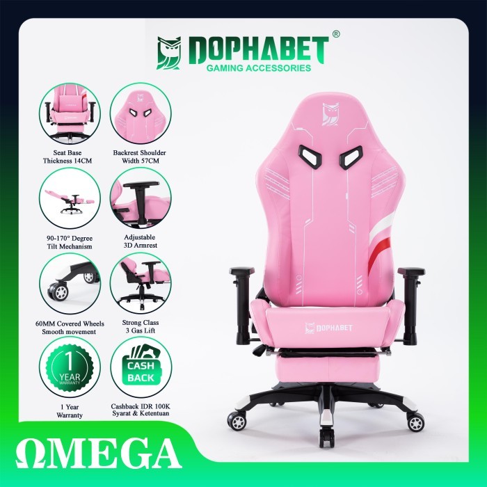 Termurah Dophabet Omega Pink Series Premium Quality Seat Kursi Gaming Chair