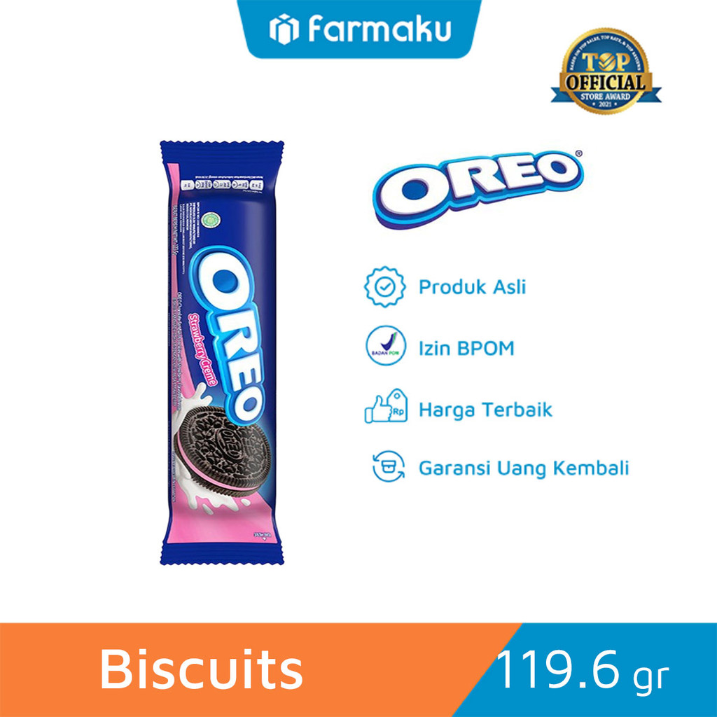 

Oreo Strawberry Creme 119.6 gr - Biskuit Coklat dengan Krim Stroberi