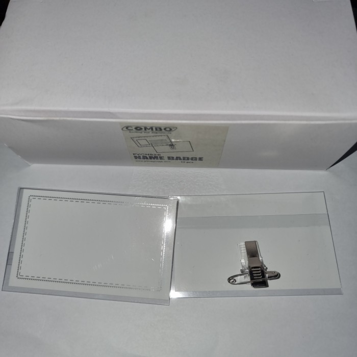 

BEBAS ONGKIR - Name Tag Badge ID Card Holder Jepit Plastik NameTag Combo PVCNB20