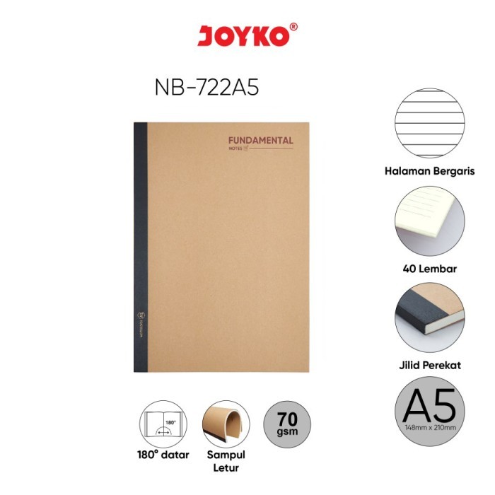 

TERMURAH - Ruled Notebook Buku Tulis Catatan Bergaris Joyko NB-722 A5 Fundamental