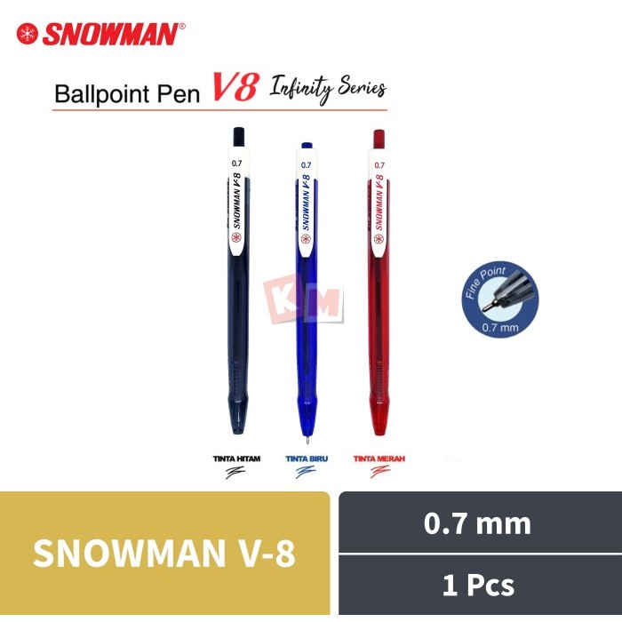 

TERBARU - Pulpen Ballpoint Pena Pen Snowman V-8 V8 0.7 mm Fine Point 1 Pcs