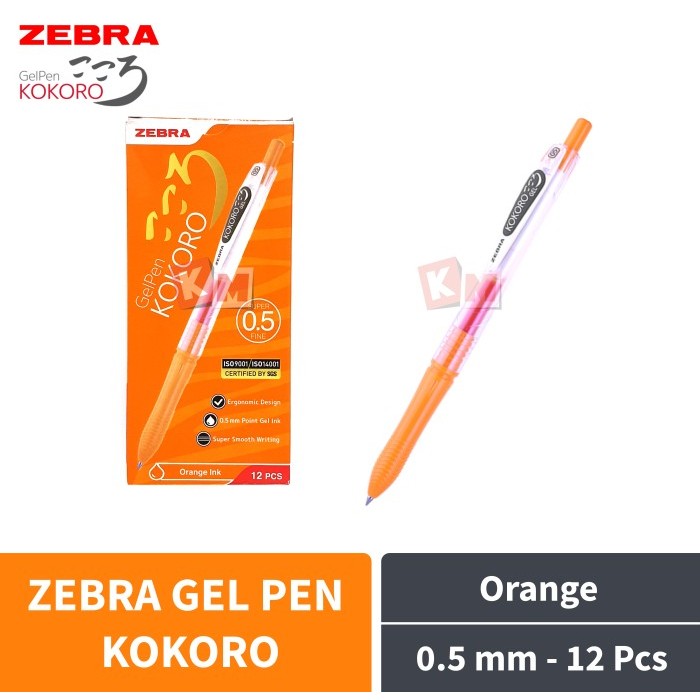 

Gel Pen Pulpen Ballpoint Pena Zebra Kokoro Orange 0.5 mm 12 Pcs