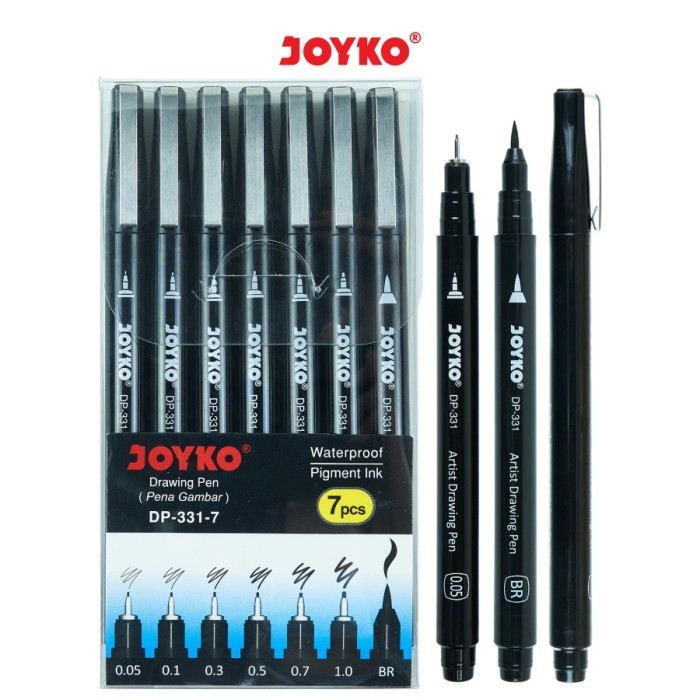 

TERMURAH - Drawing Pen Joyko DP-331-7 1 Set 7 Pcs 0.05 0.1 0.3 0.5 0.7 1.0 Brush