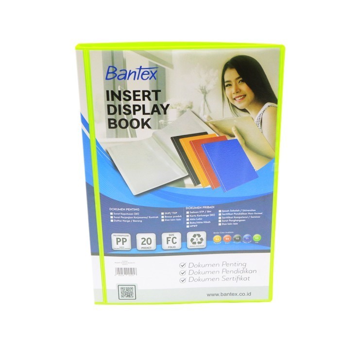 

TERMURAH - Insert Display Book Bantex PP Folio F4 Isi 20 Pockets Lime 3183I65