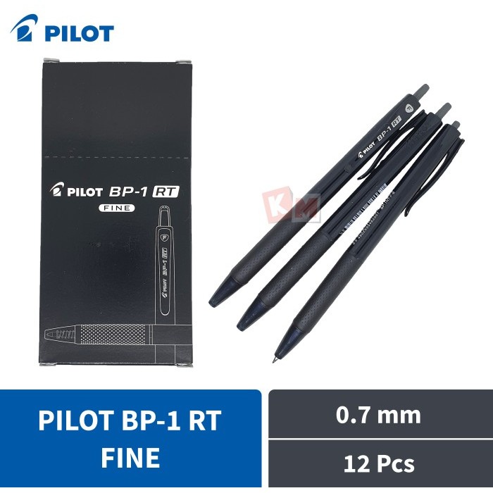 

NEW Pulpen Ballpoint Pena Pilot BP-1 RT BP-1RT Fine 0.7 mm Hitam 12 Pcs