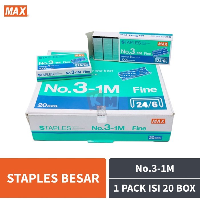 

HARGA DISC - Isi Refill Stapler / Staples MAX No.3-1M (24/6) / Pack / 20 Box