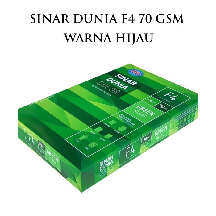 

Kertas Fotocopy HVS Warna Hijau Sinar Dunia SIDU F4 Folio 70 Gram Gsm