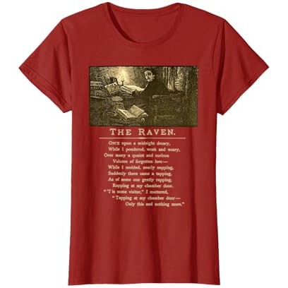 Puisi Klasik Raven Midnight Dreary oleh Penyair Edgar Allan Poe T-Shirt |JJMfLlqU|