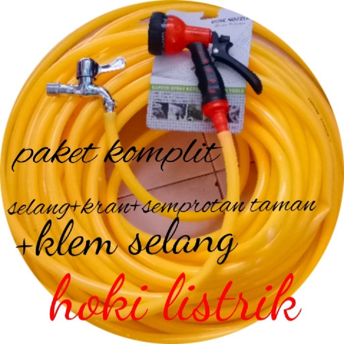 NEW selang air + kran stainles + semprotan air kepala shower + klem selang