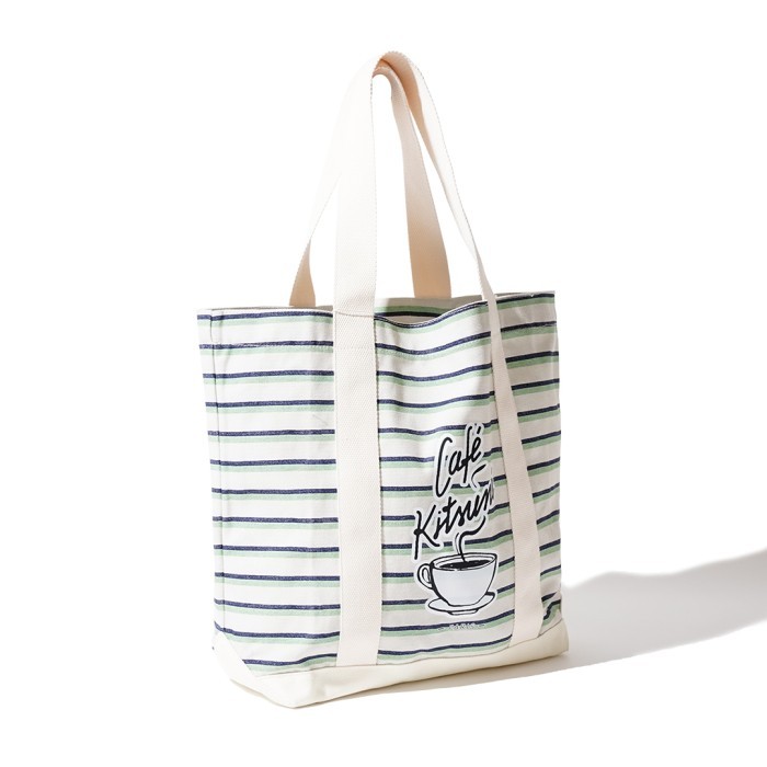 MKS Cafe Kitsune Coffee Cup Stripes Tote Bag