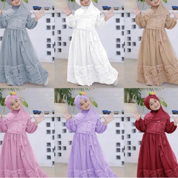 Dress Melodi Usia 3-11Tahun / Dress Brokat Anak Perempuan / Baju Pesta