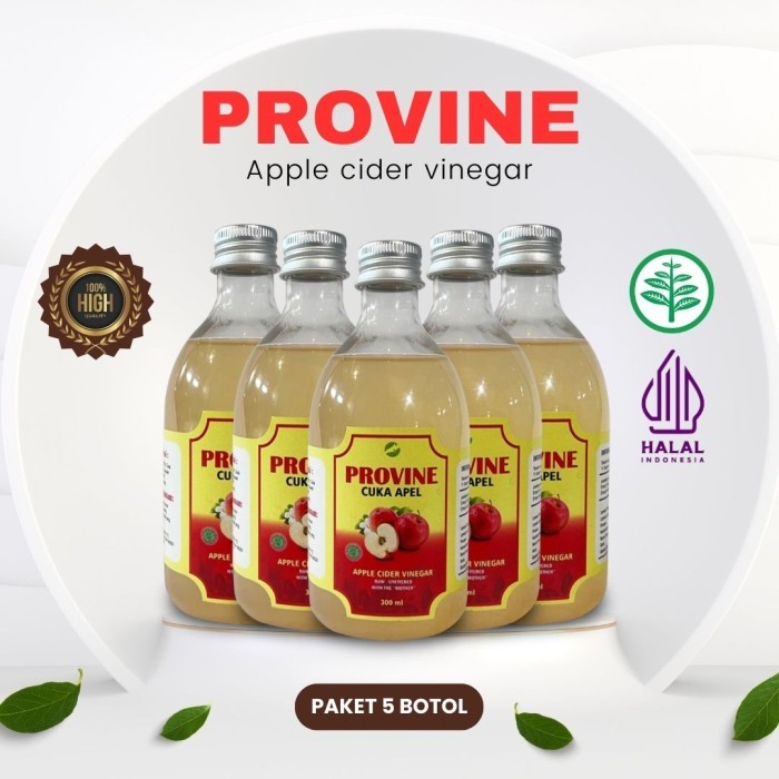 Paket 5 Botol Cuka Apel Provine Premium With The Mother Halal Mui