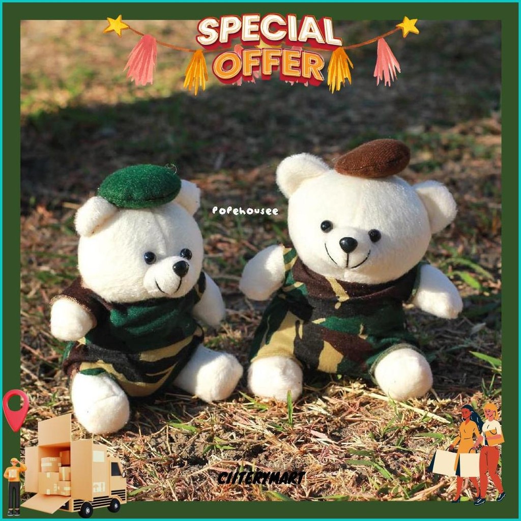 Boneka Tni Ad Size 15Cm Profesi Beruang Ready Stok Grosir Souvenir Hadiah Graduation Buket Pejabat P