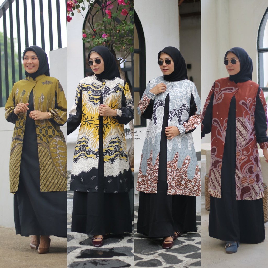 GAMIS BATIK KOMBINASI TUNIK TERBARU| TUNIK BATIK| GAMIS BATIK PREMIUM| GAMIS KONDANGAN/ KERJA