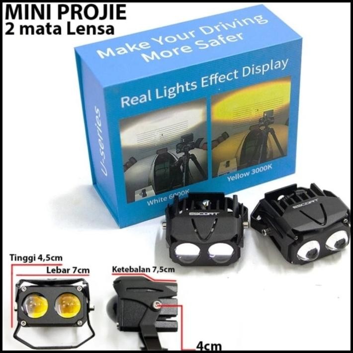 HOT DEAL MINI PROJIE LAMPU TEMBAK PROJIE LED 2 MATA LENSA 