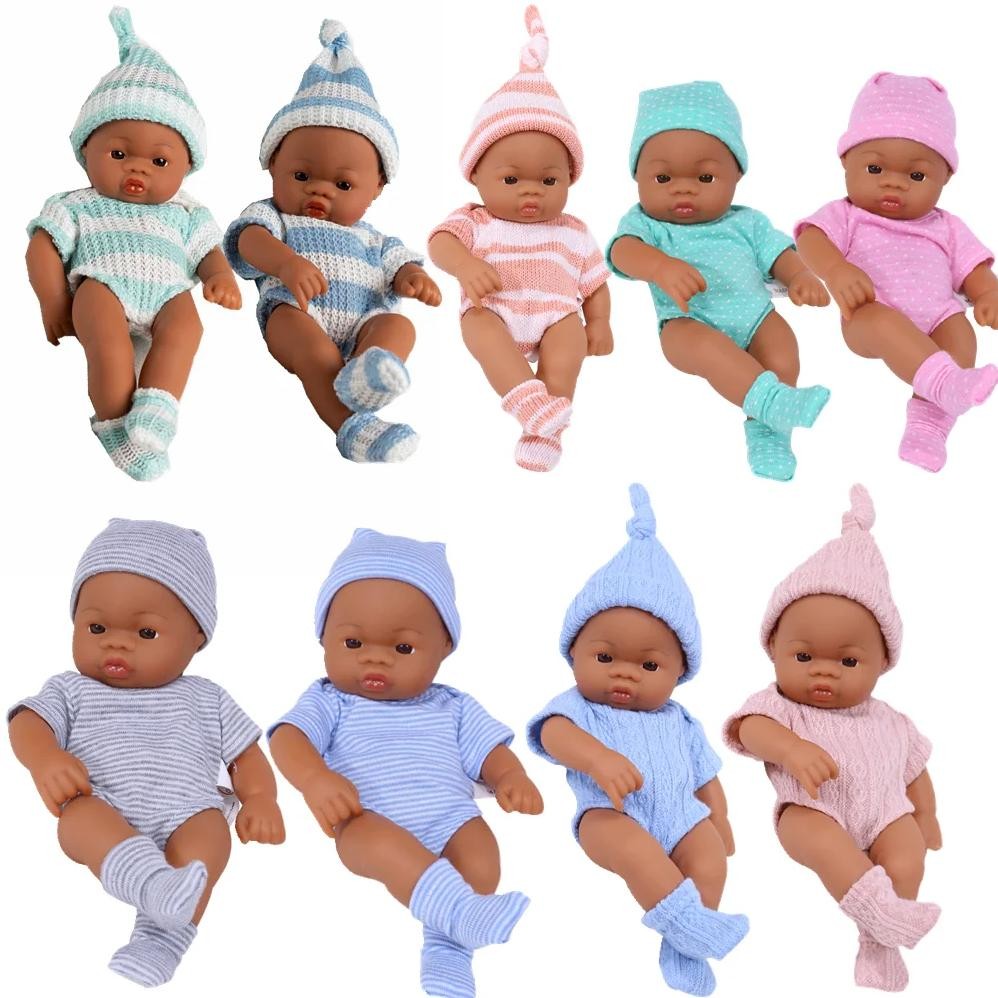 brown reborn dolls african reborn baby doll 20cm dolls baby reborn baby doll toys soft touch high qu