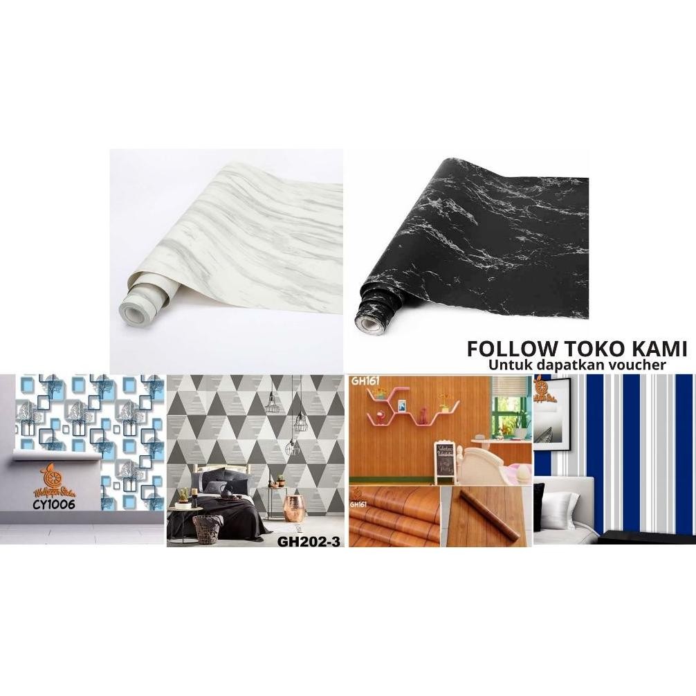 NI06 Paket 4 Roll - Brand Orange Gh Cy - Wallpaper Dinding Kamar Tidur - Sticker Dinding Terlaris