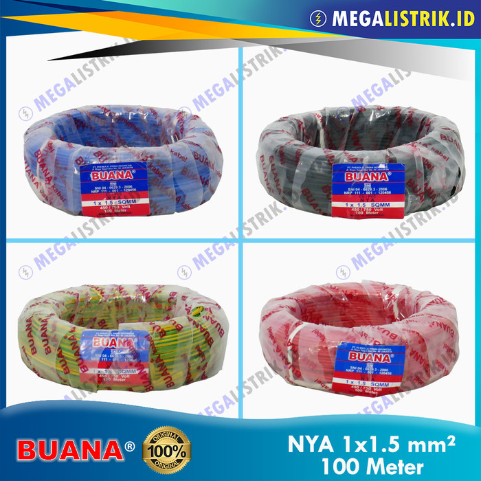 Buana NYA 1.5MM ( 100 Meter ) Kabel Listrik Kawat Engkel 1.5 MM 100M