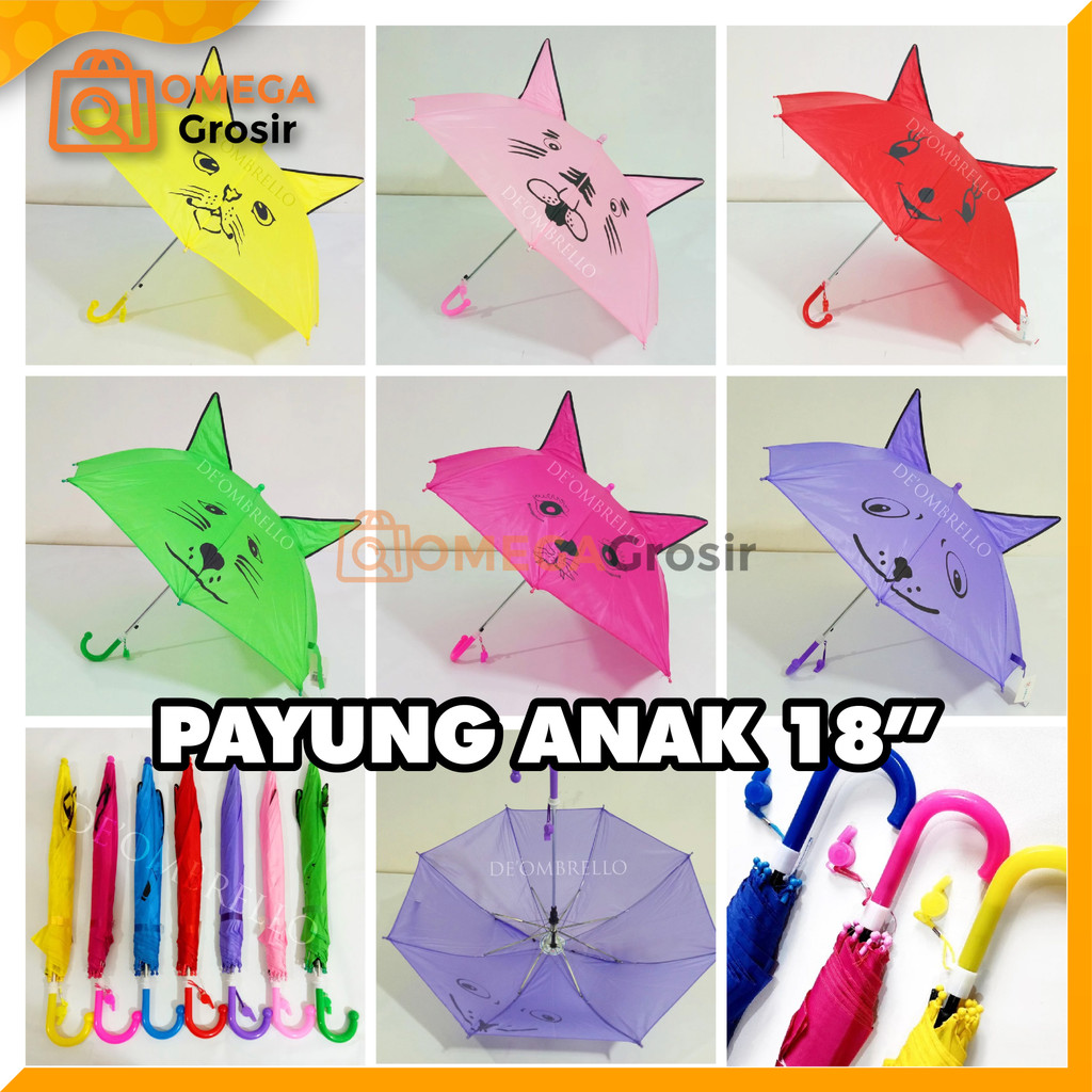 OG Payung Anak Karakter + Peluit / Payung Anak Lucu Karakter Payung Hujan
