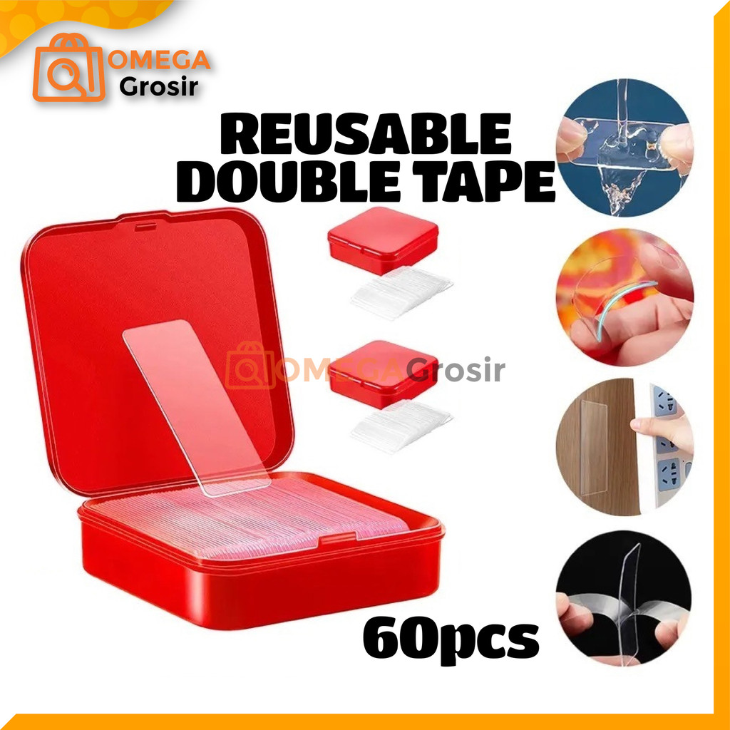 

OG Sticker Double Tape Nano Gel 2 Sisi 1 Box Isi 60 pcs Isolasi Bening