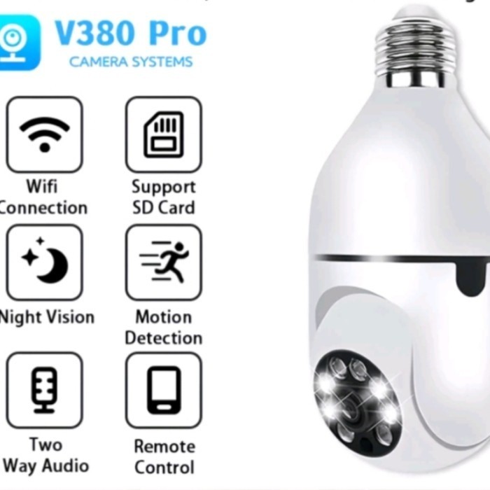 CCTV + SD Card 64gb Kamera Lampu 1080P HDCCTV Wifi Bohlam 360 v380pro