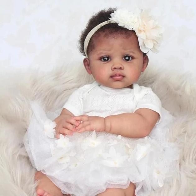 npk 24inch dark brown skin reborn baby doll lifelike real baby doll rooted hair art made 3d skin lif