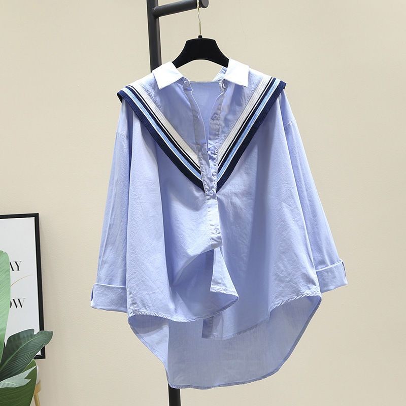 Korean Style Loose Casual Knitted Stringy Selvedge Shirt